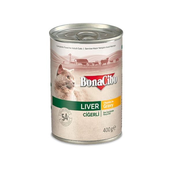 Bonacibo Wet Food for Cats in Can – Liver Chunks in Gravy