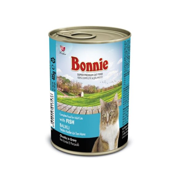 Bonnie Adult Cat Food Tin – Fish Chunks In Gravy